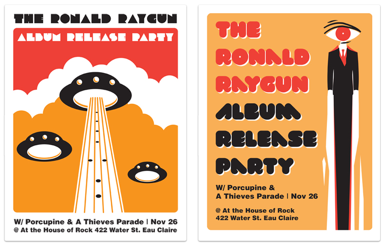 The Ronald Raygun: Album Release Party Posters