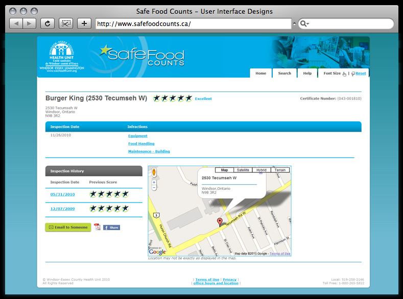 Safe Food Counts: User Interface Designs