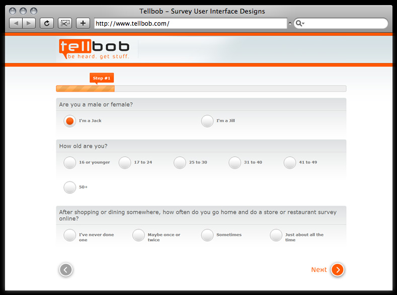 Tellbob - Survey User Interface Designs
